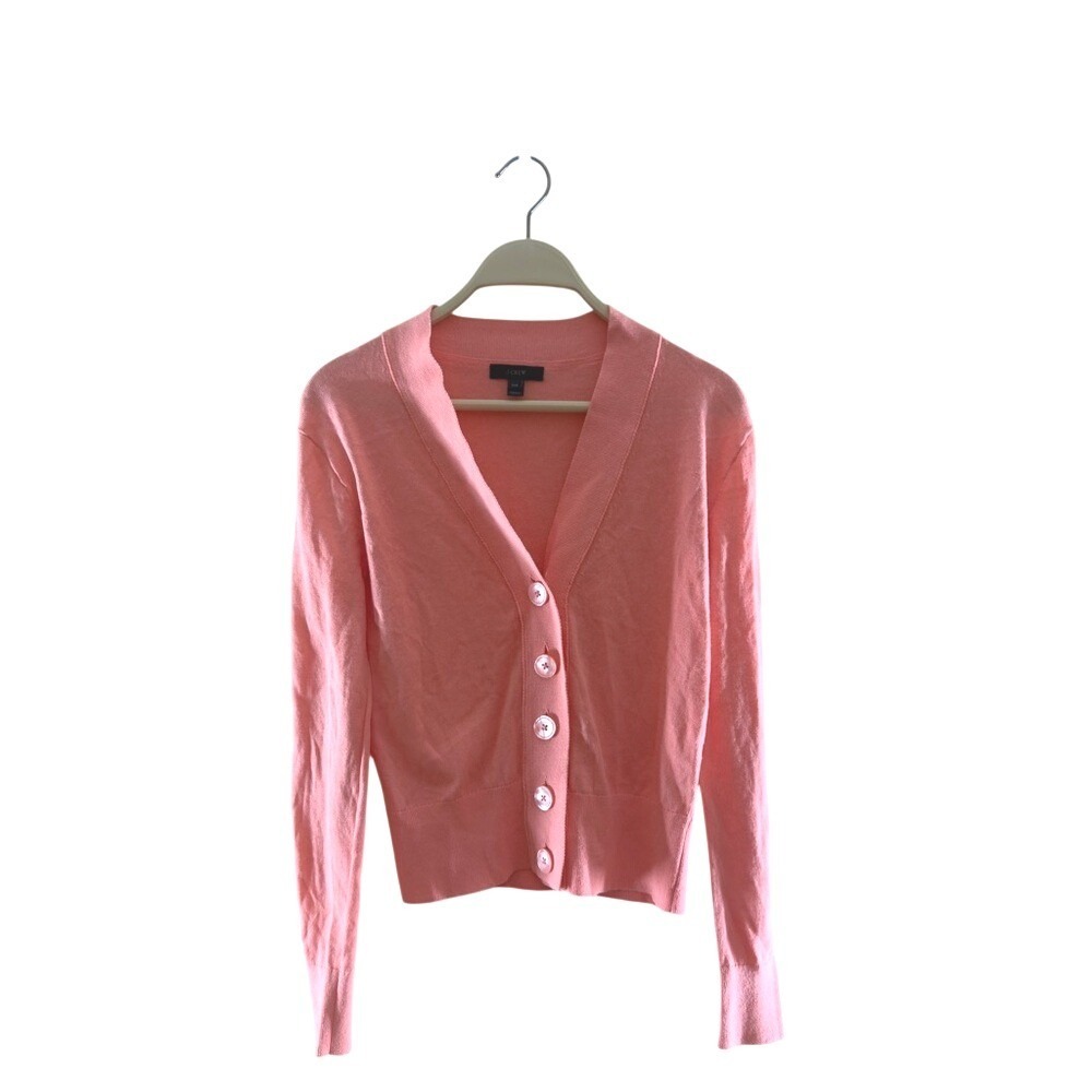 J.Crew Womens V-Neck Button Front Cardigan Sweater Coral Pink XXS RN77388